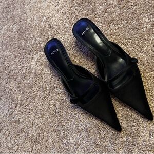 Mango Black Women's Pointed Mules